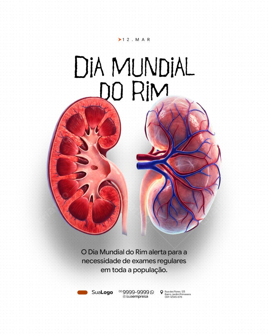 Post Dia Mundial do Rim Março Saúde PSD Editável