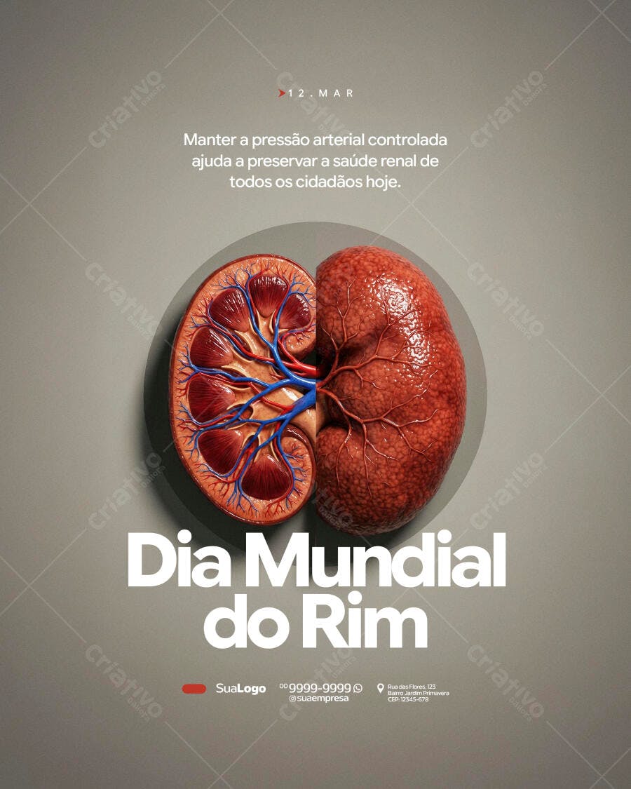 Post Instagram Dia Mundial do Rim Saúde PSD Editável