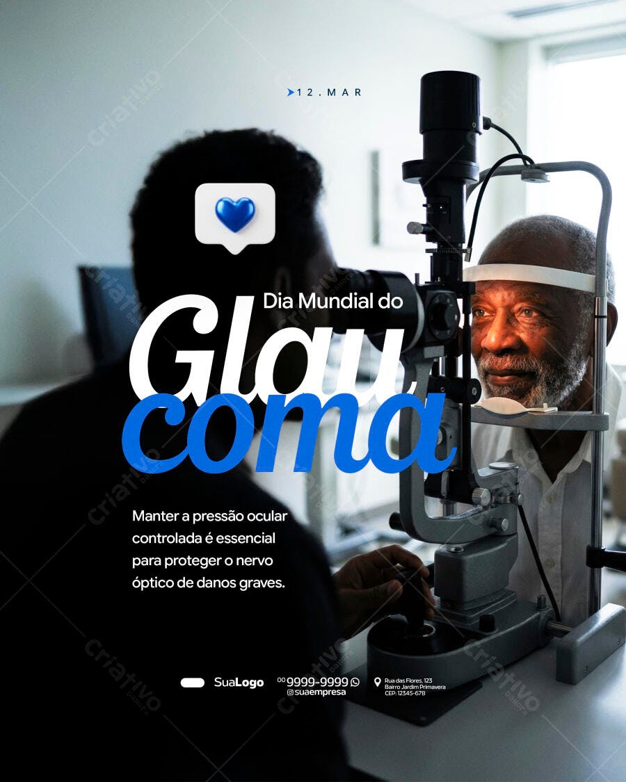 Post Instagram Dia Mundial do Glaucoma Oftalmologia PSD Editável