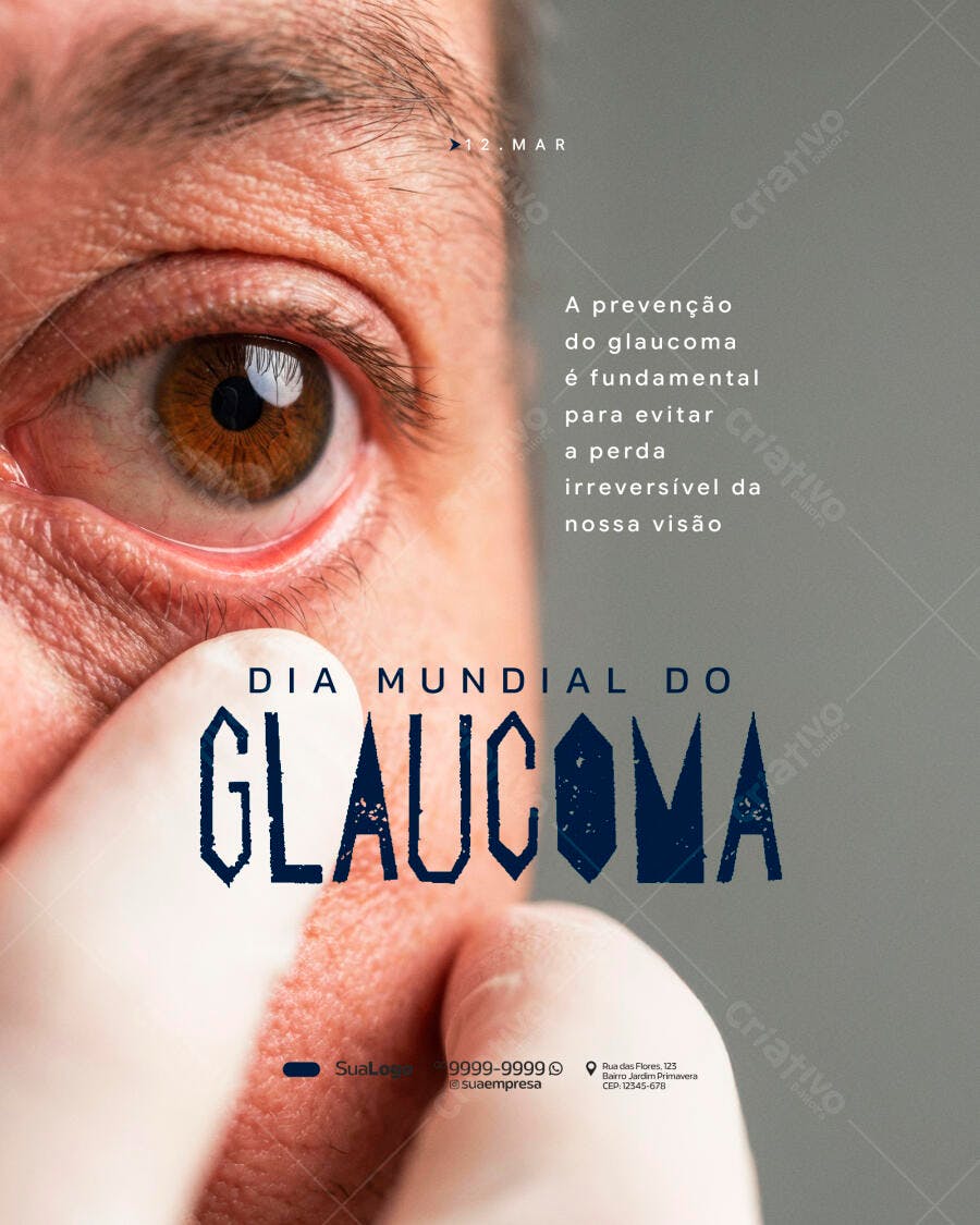 Post Dia Mundial do Glaucoma Clínica Médica PSD Editável
