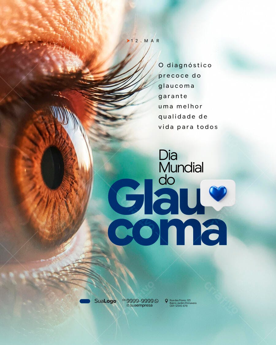 Post Instagram Dia Mundial do Glaucoma Saúde PSD Editável