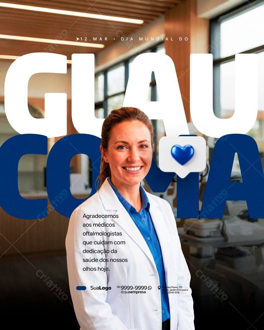Post Instagram Dia Mundial do Glaucoma Oftalmologia PSD Editável