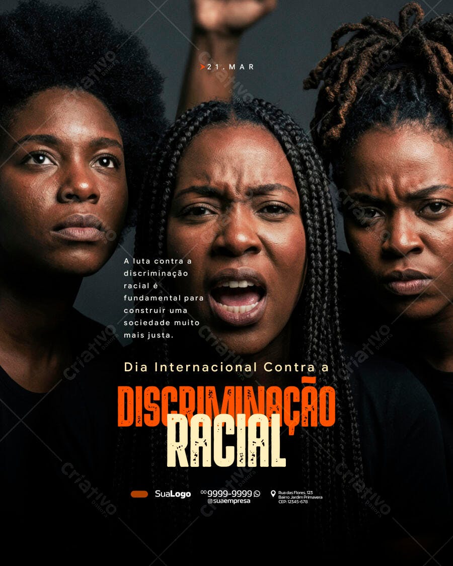Post Instagram Dia Internacional Contra Discriminação Racial PSD Editável