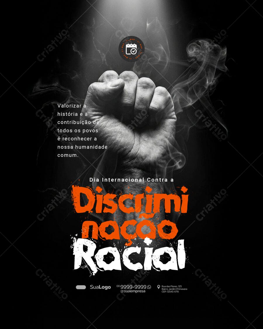 Post Instagram Dia Consciência Negra Discriminação Racial PSD Editável