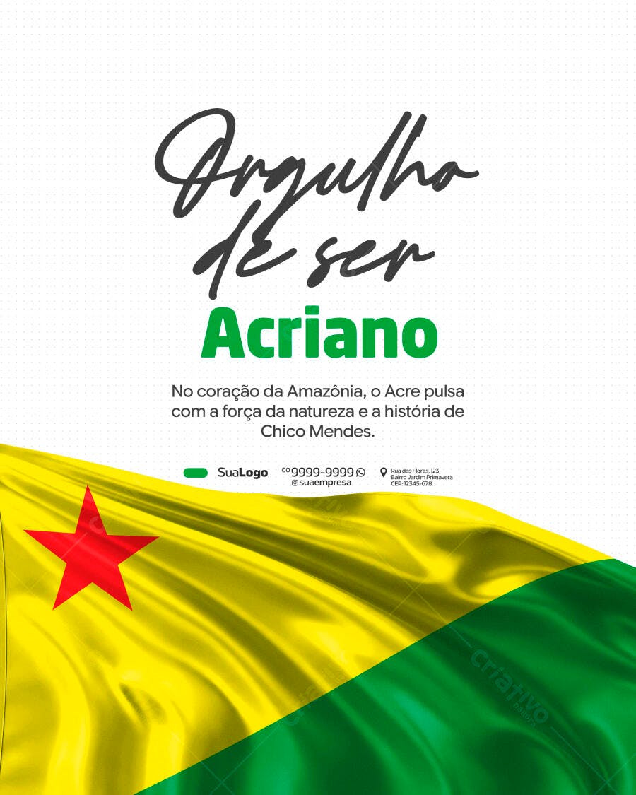 Post Instagram Orgulho de Ser Acriano PSD Editável