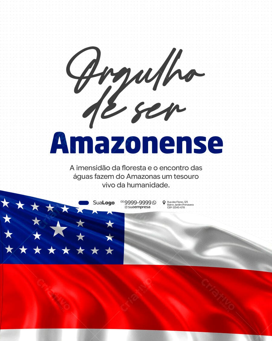 Post Orgulho Amazonense Bandeira Amazonas PSD Editável
