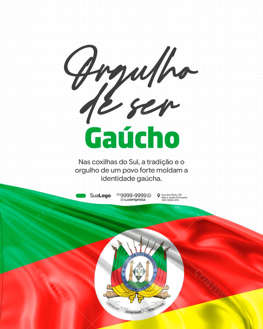 Post Orgulho Gaúcho Dia do Gaúcho PSD Editável