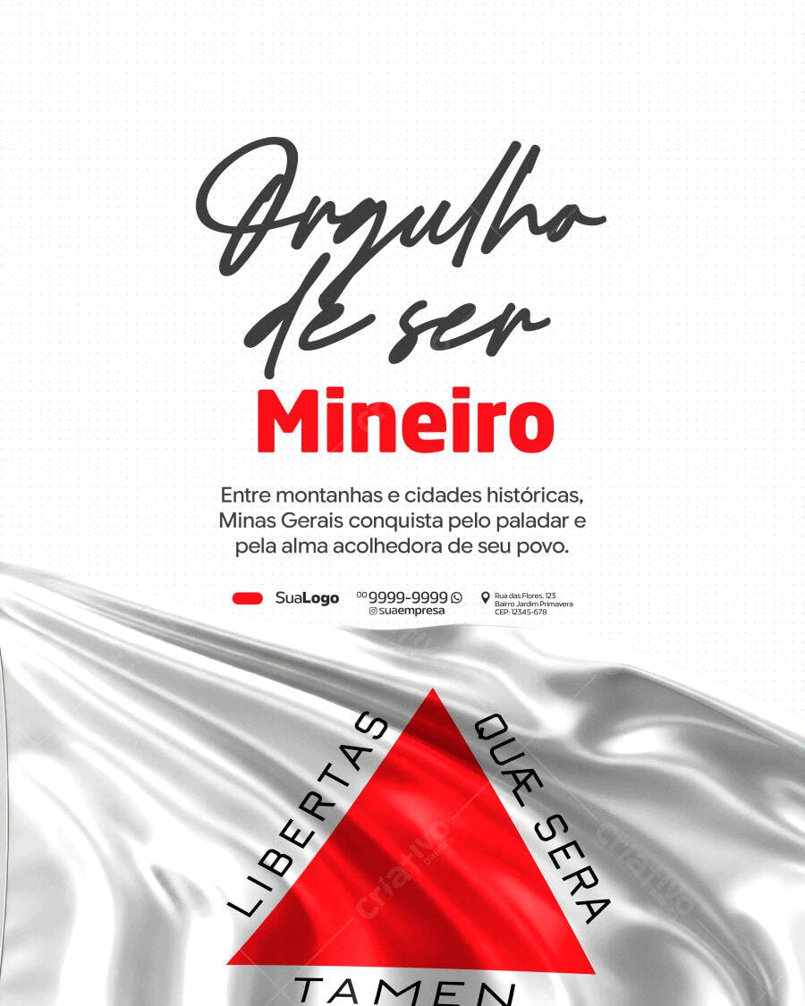 Post Orgulho de Ser Mineiro Minas Gerais PSD Editável
