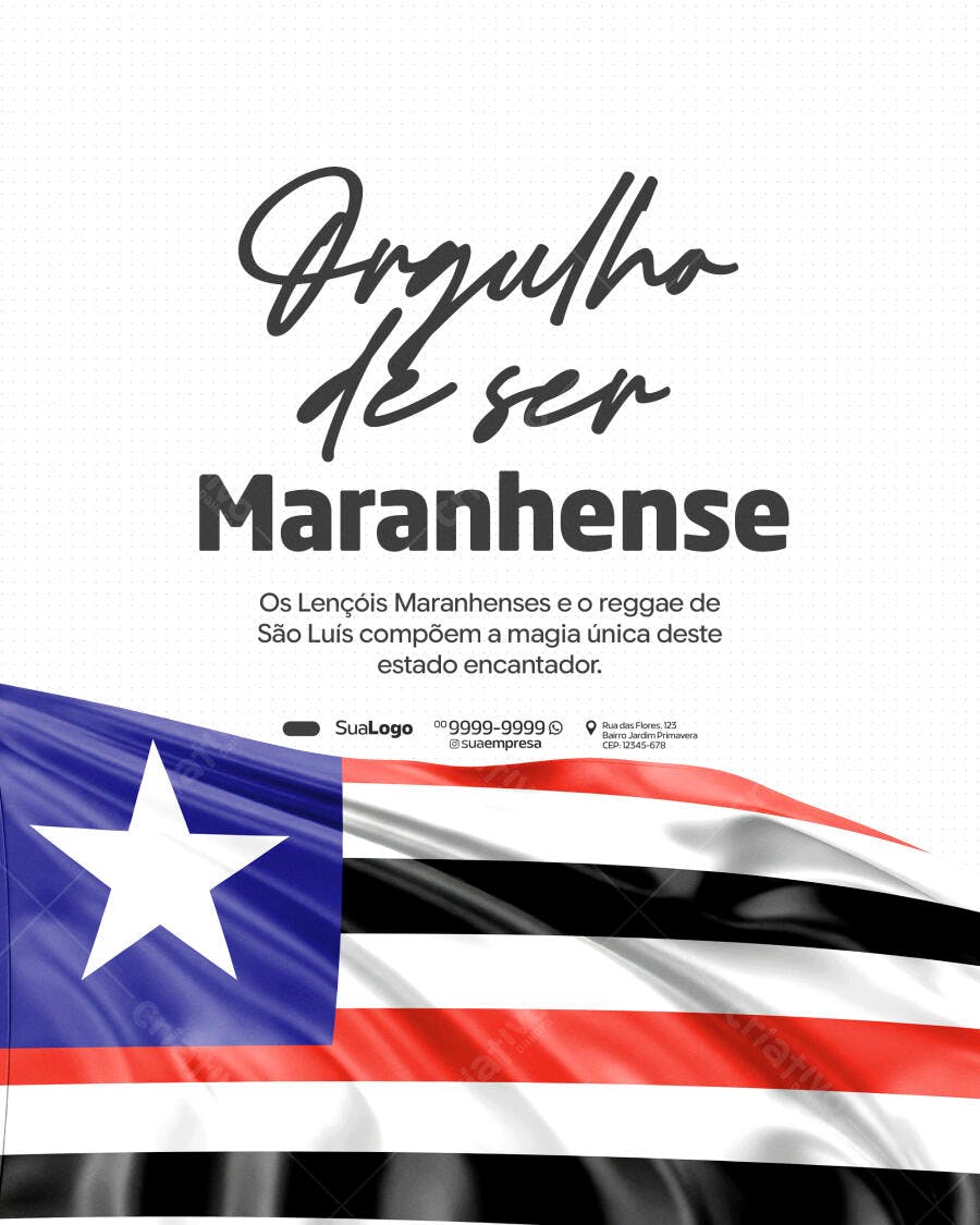 Post Orgulho Maranhense Bandeira Maranhão PSD Editável