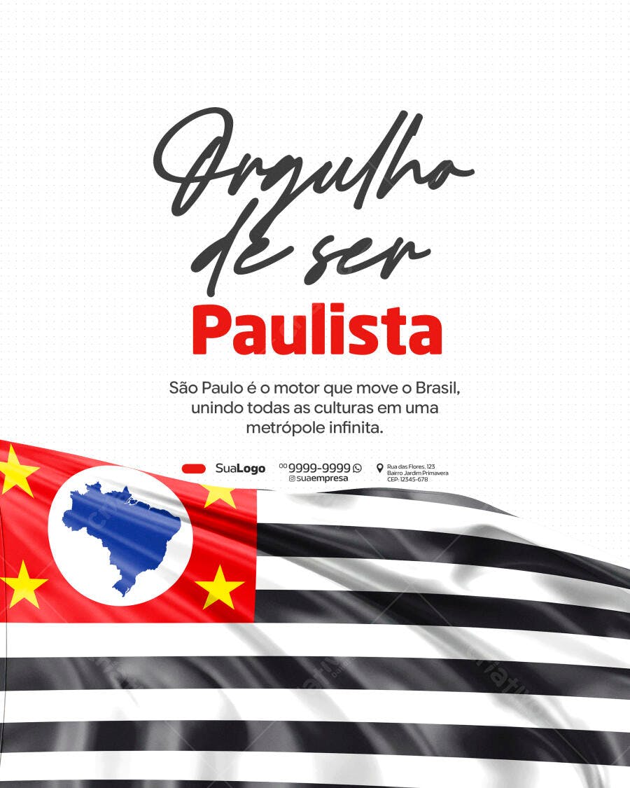 Post Instagram Orgulho de Ser Paulista PSD Editável