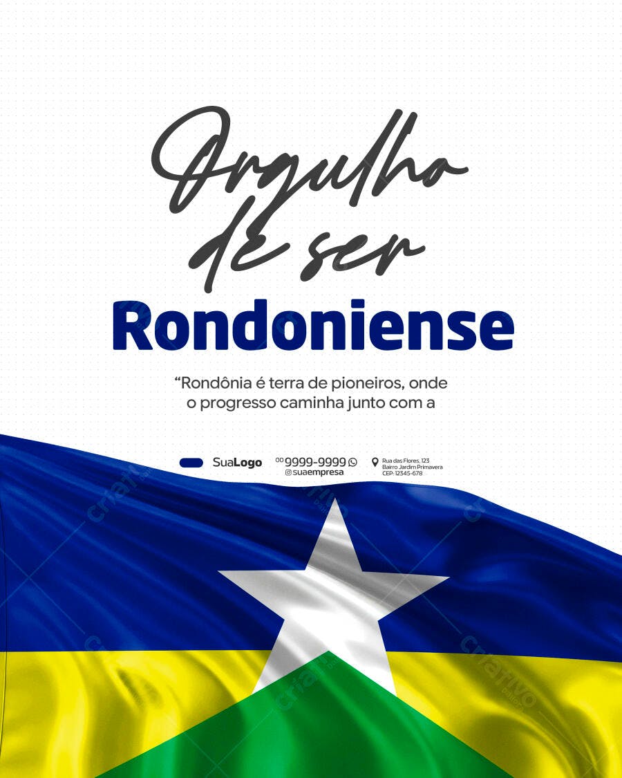 Post Orgulho Rondoniense Bandeira PSD Editável