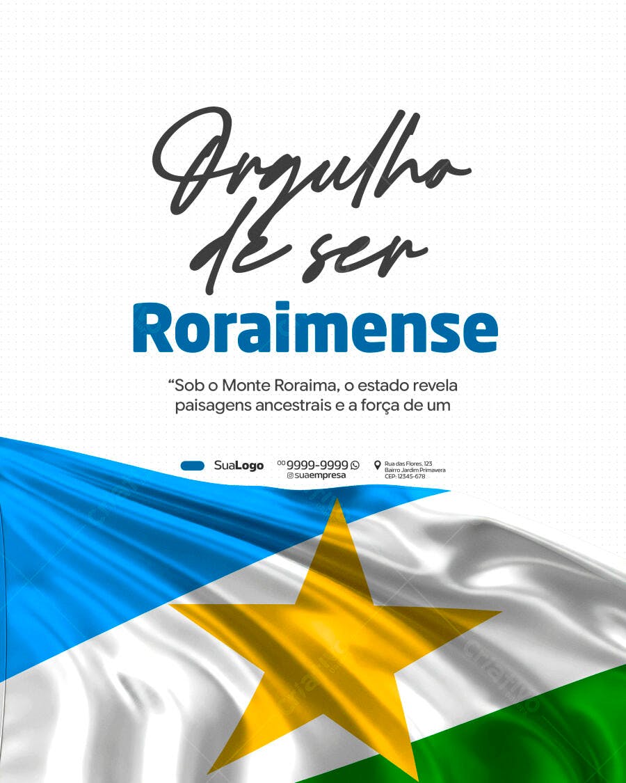 Post Instagram Orgulho Roraimense PSD Editável