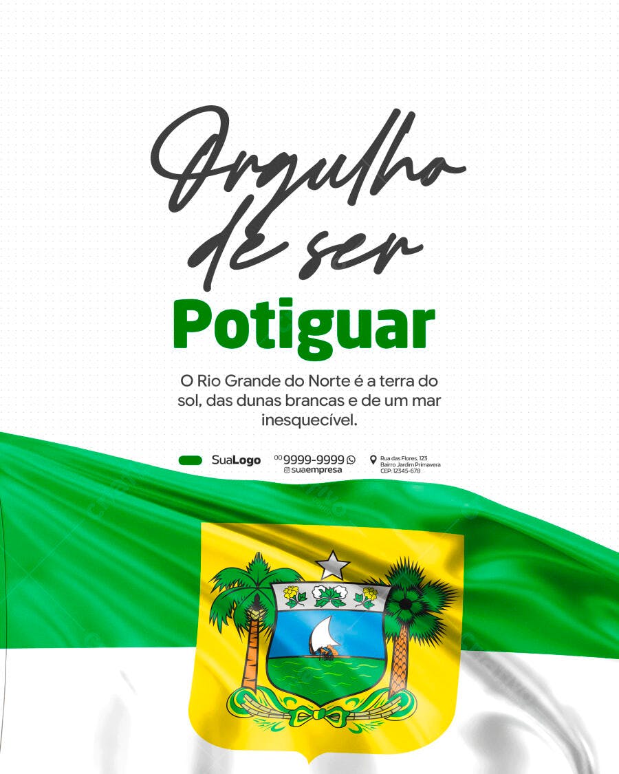 Post Instagram Orgulho Potiguar Rio Grande do Norte PSD Editável