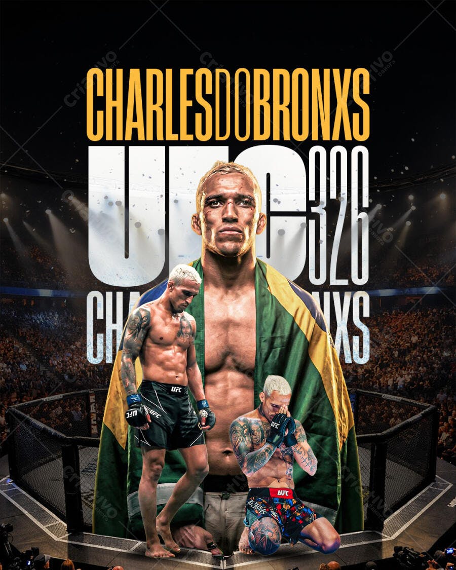 Post Social Media UFC Charles do Bronx PSD Editável