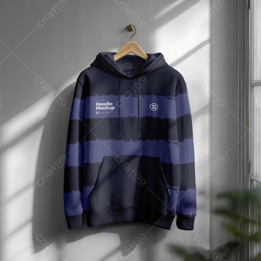Mockup Hoodie Moletom Masculino Cabide Parede Editável