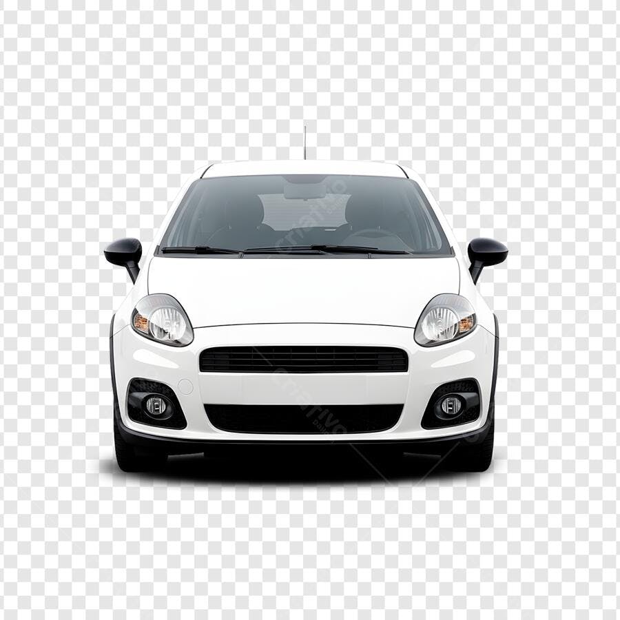 Foto Recortada Carro Branco Fiat Punto PNG Fundo Transparente