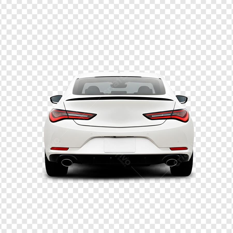 Foto Recortada Carro Branco Esportivo Traseira PNG Fundo Transparente