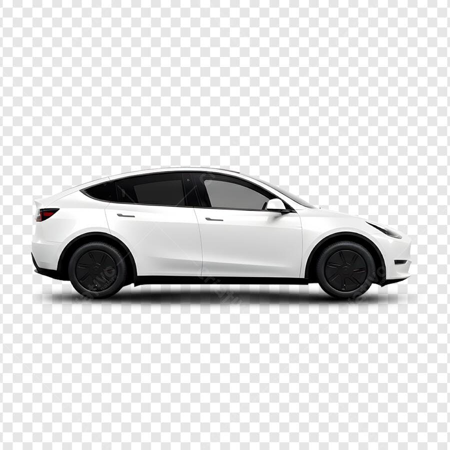 Foto Recortada Carro Tesla Branco Lateral PNG Fundo Transparente