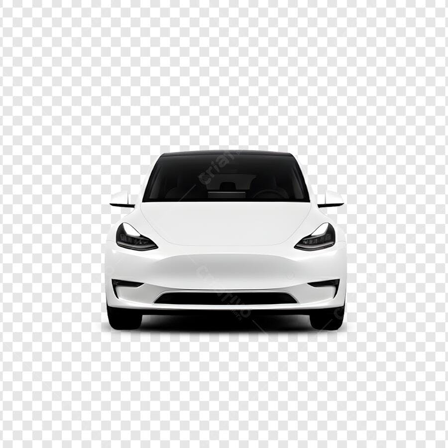 Foto Recortada Carro Tesla Branco Frente PNG Fundo Transparente