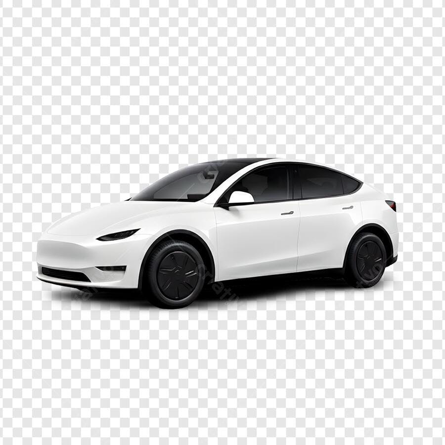 Foto Recortada Carro Tesla Branco PNG Fundo Transparente