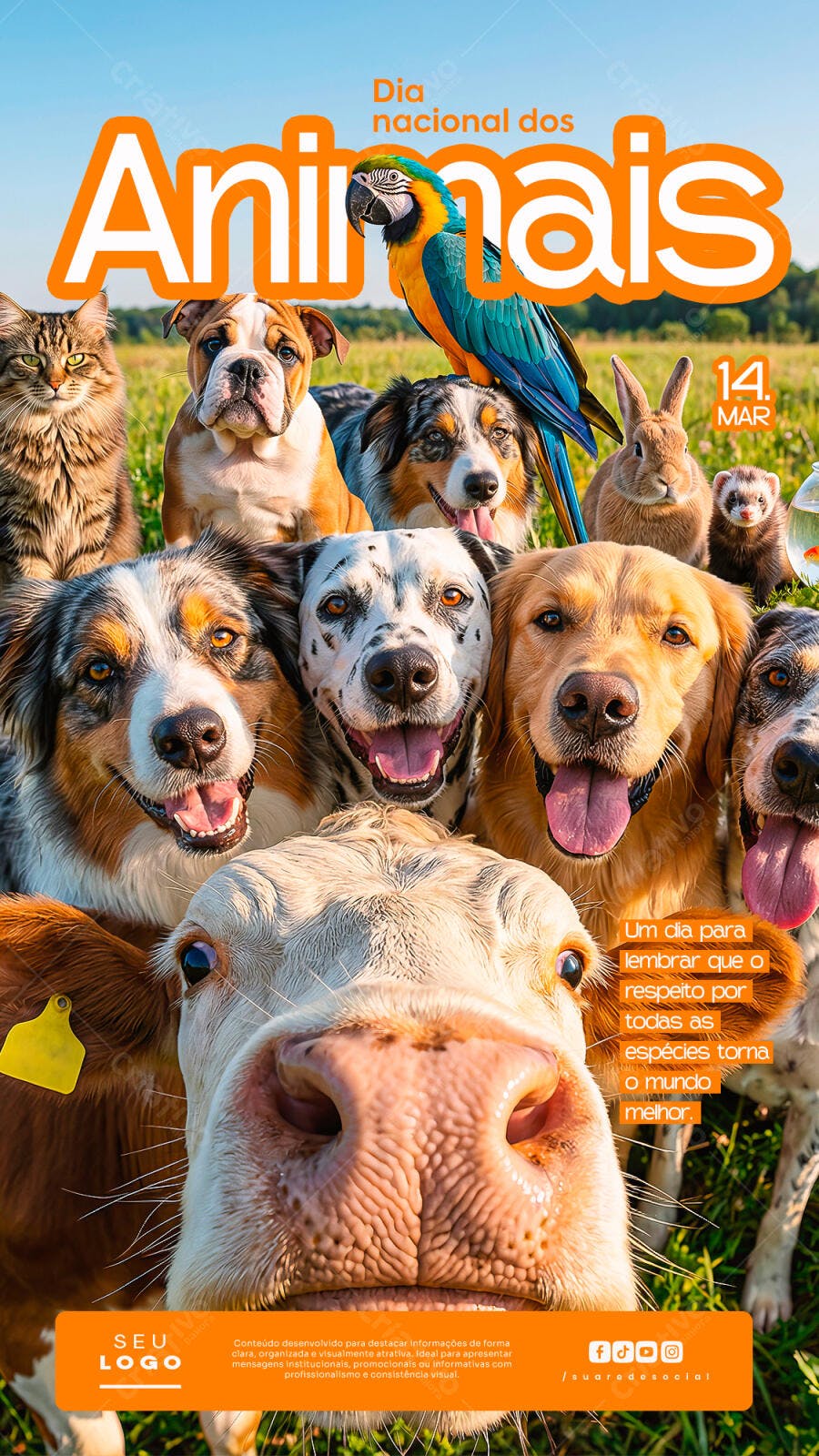 Post Dia Nacional dos Animais Pet Shop PSD Editável