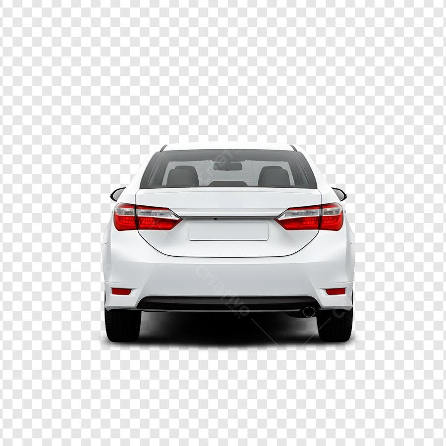 Foto Recortada Carro Branco Sedan Traseira PNG Fundo Transparente