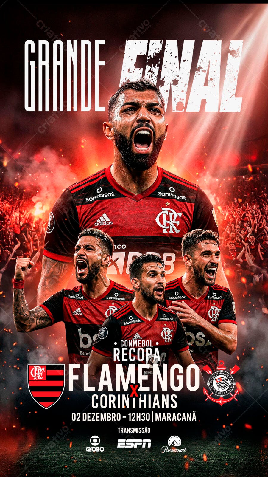 Post Instagram Grande Final Flamengo Corinthians PSD Editável