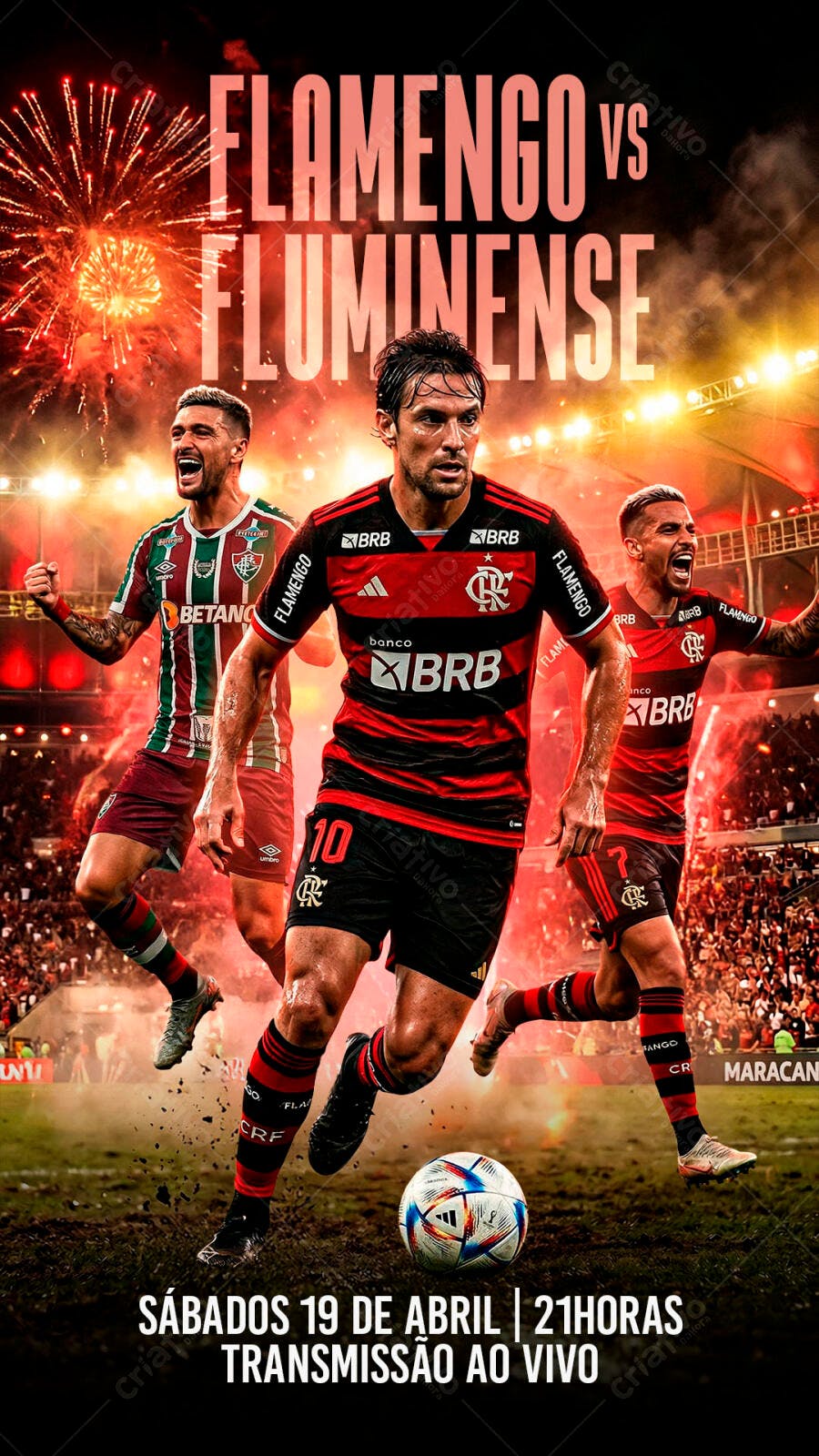 Post Instagram Jogo Futebol Flamengo Fluminense PSD Editável