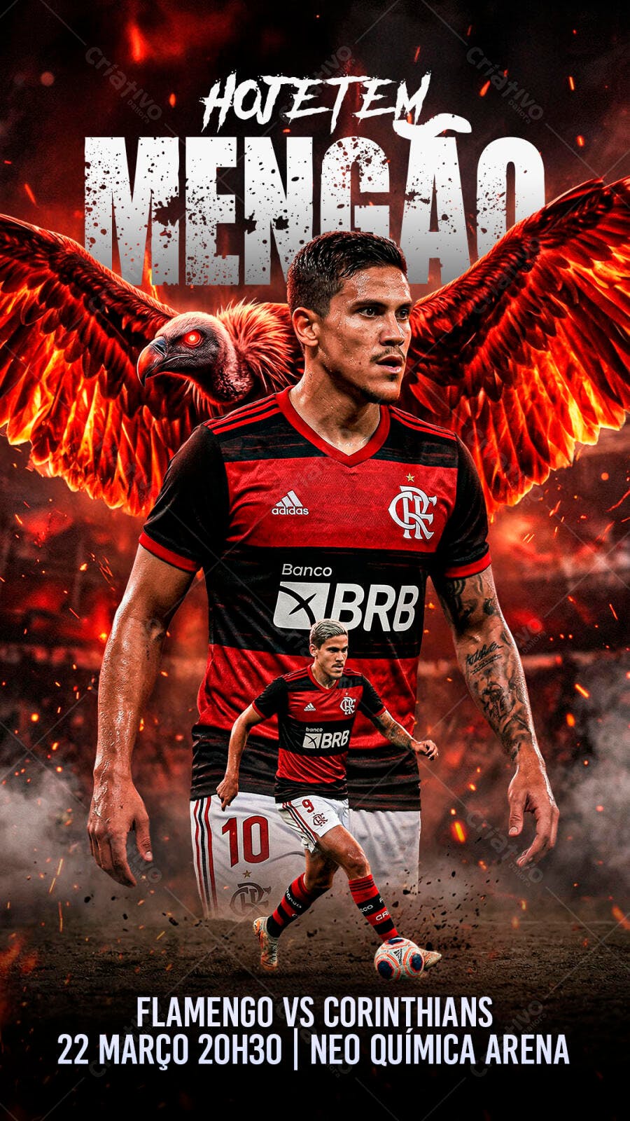 Post Instagram Jogo Futebol Flamengo Corinthians PSD Editável