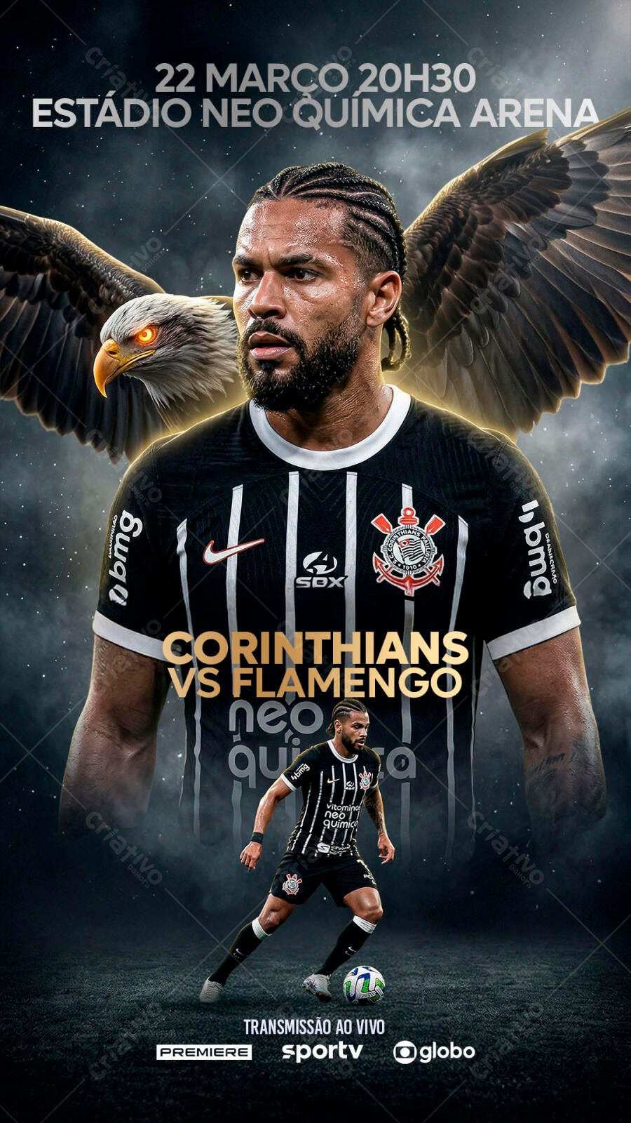 Post Instagram Jogo Futebol Corinthians Flamengo PSD Editável