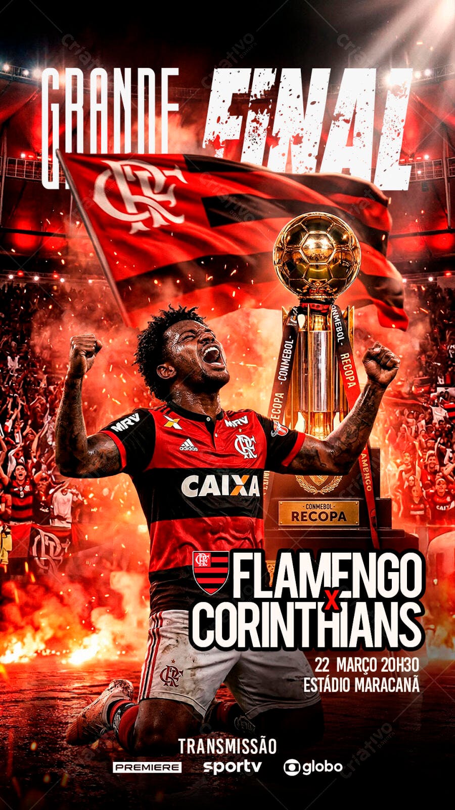 Post Instagram Grande Final Futebol Flamengo Corinthians PSD Editável