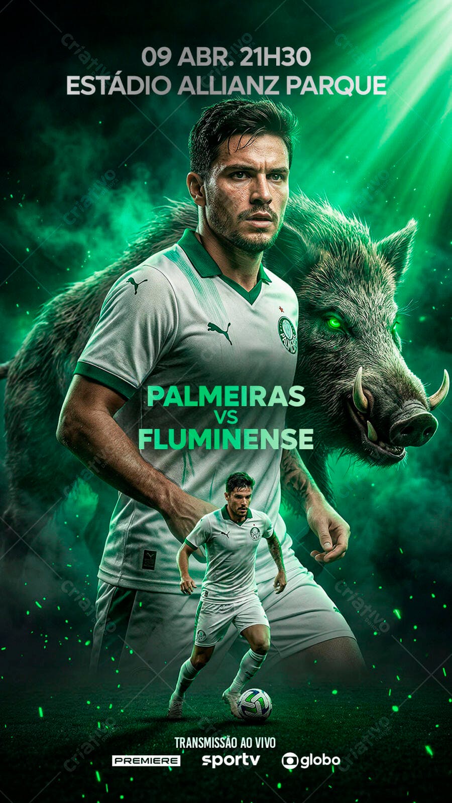 Post Instagram Jogo Futebol Palmeiras Fluminense PSD Editável