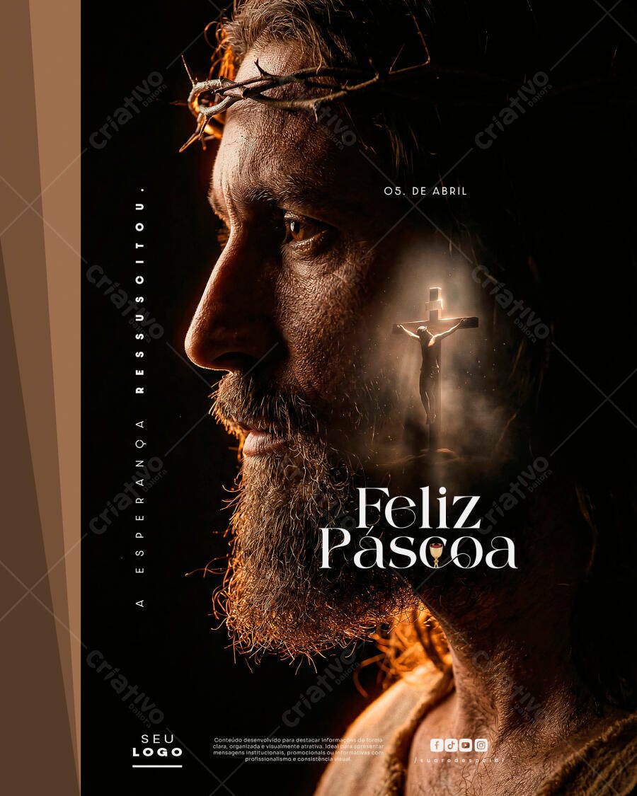 Post Instagram Páscoa Jesus Cristo PSD Editável
