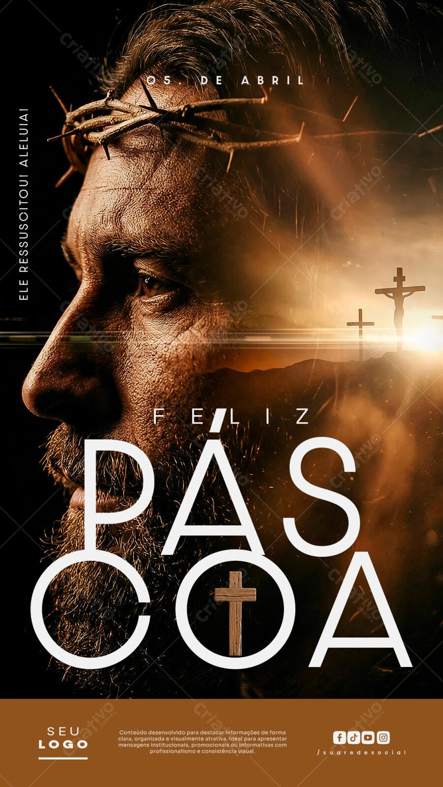 Story Instagram Páscoa Cristã Religiosa PSD Editável