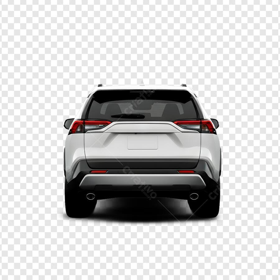 Foto Recortada SUV Carro Branco Traseira PNG Fundo Transparente
