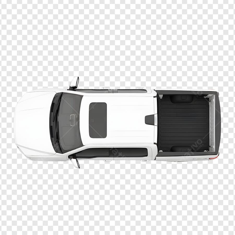 Elemento 3D Caminhonete Branca Vista Superior PNG Fundo Transparente