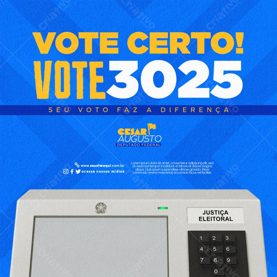 Post Eleições 2024 Voto Certo Deputado Federal PSD Editável
