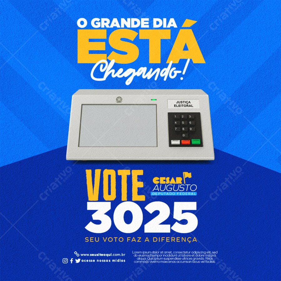 Post Eleições Urna Eletrônica Voto PSD Editável