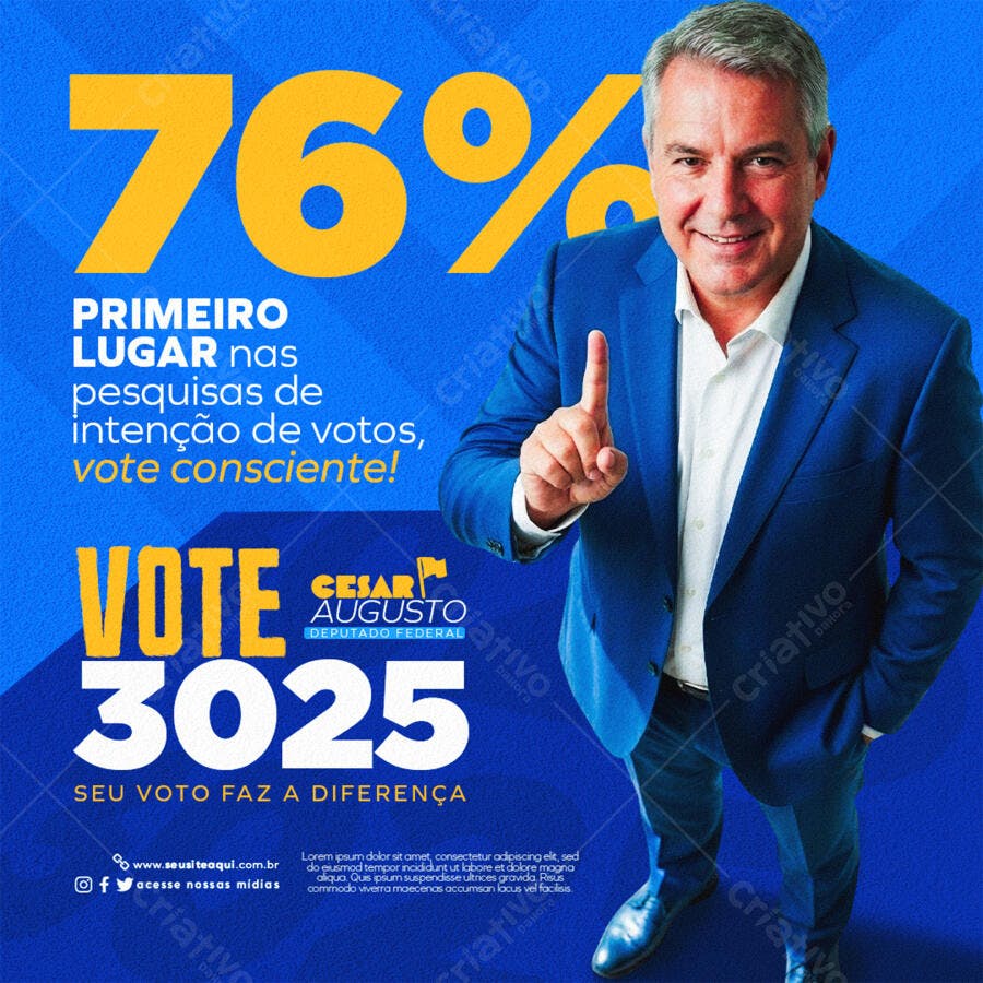 Post Instagram Campanha Política Eleições PSD Editável