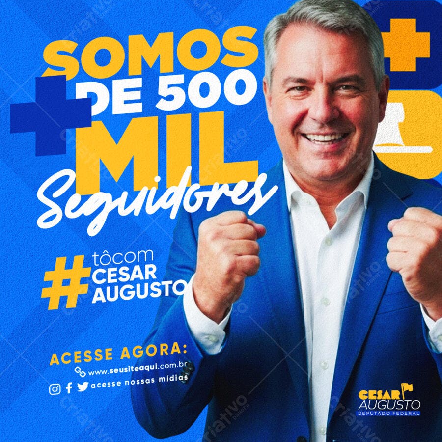 Post Instagram Político Campanha Eleitoral PSD Editável