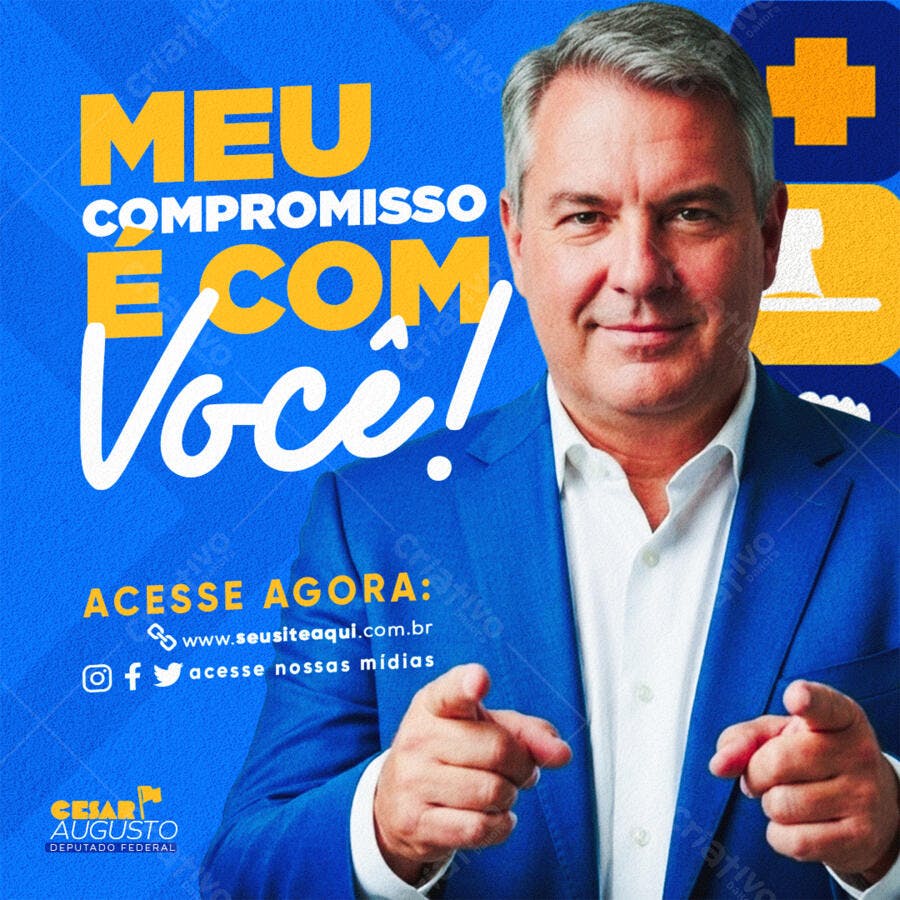 Post Instagram Campanha Política Deputado PSD Editável