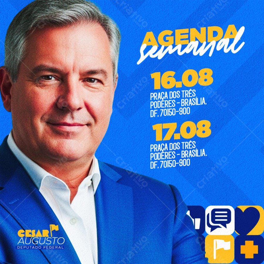 Post Instagram Agenda Semanal Político PSD Editável