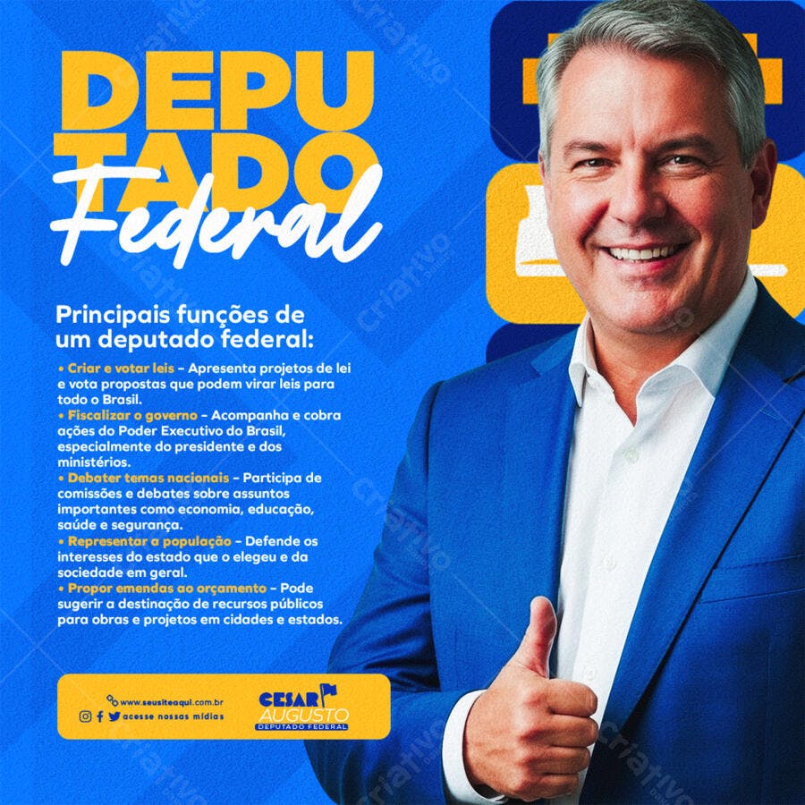 Post Campanha Eleitoral Deputado Federal PSD Editável