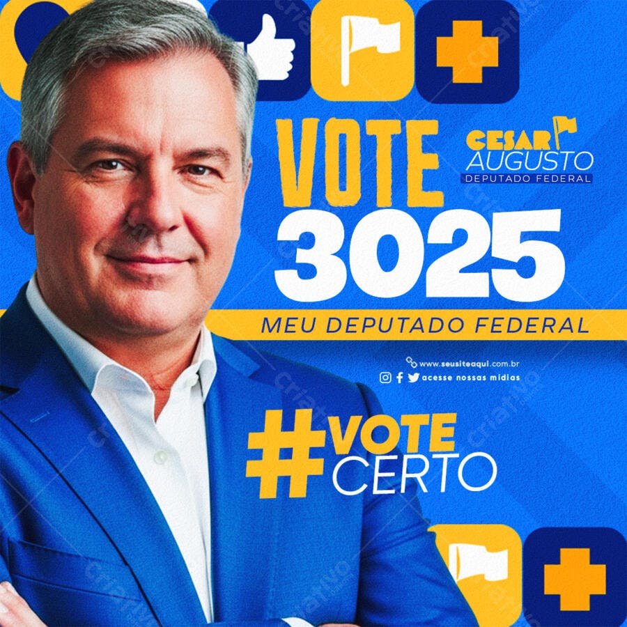 Post Campanha Política Deputado Federal PSD Editável