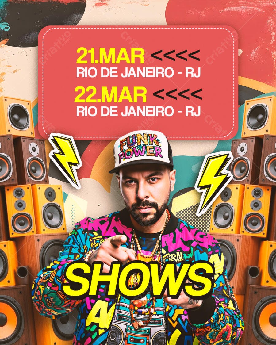 Flyer Shows Funk Power Eventos PSD Editável