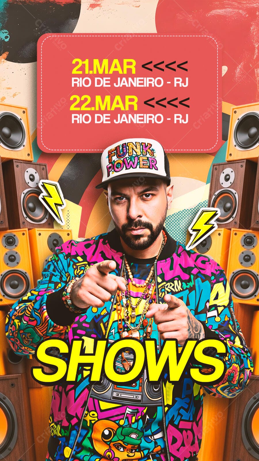 Flyer Shows Funk Power Rio de Janeiro PSD Editável