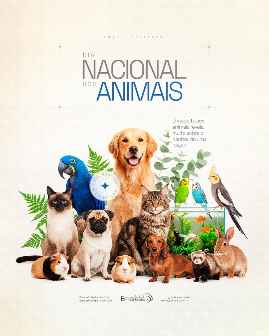 Post Dia Nacional dos Animais Pet Shop PSD Editável