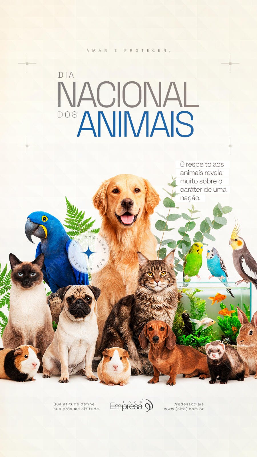 Post Dia Nacional dos Animais Pet Shop PSD Editável