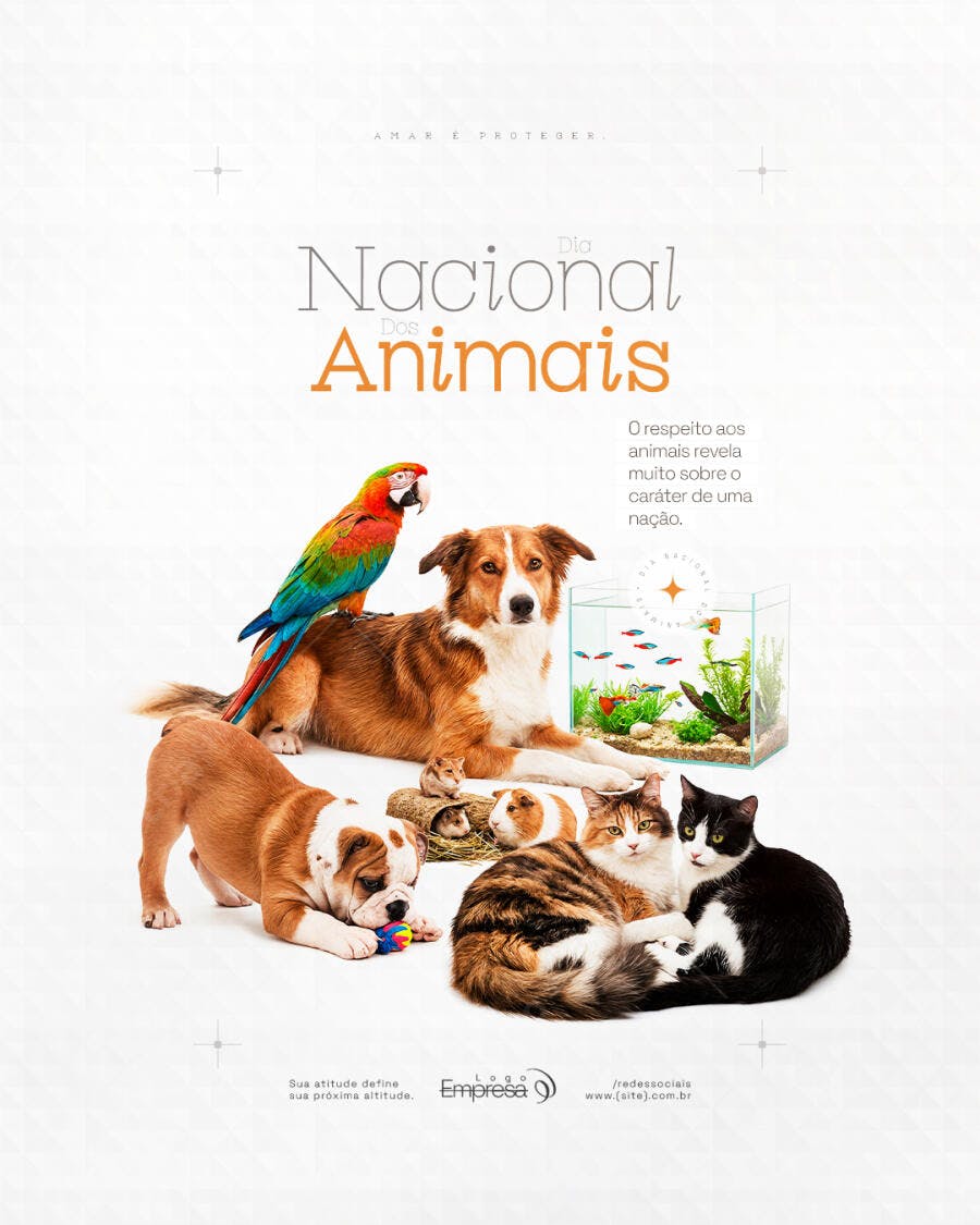 Post Dia Nacional dos Animais Pet Shop PSD Editável