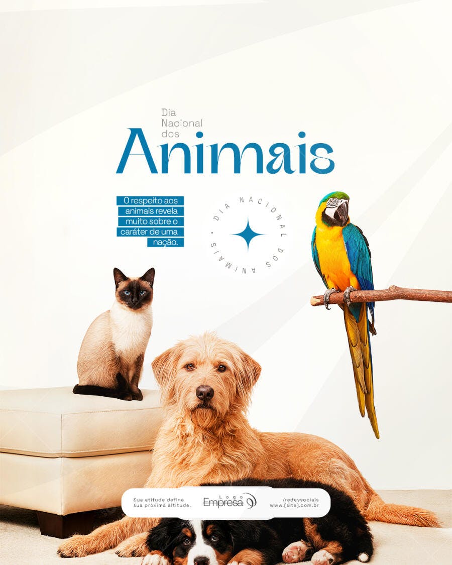 Post Dia Nacional dos Animais Pet Shop PSD Editável